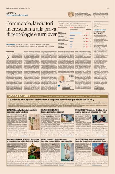 Articolo SOLE24Ore MonzaBrianza 15 Gennaio 25